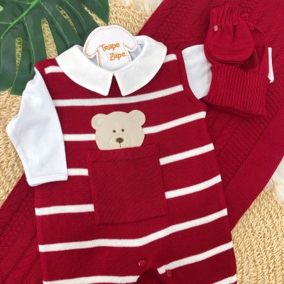  Saída de Maternidade Theodoro- Vermelho TOUCA E LUVA